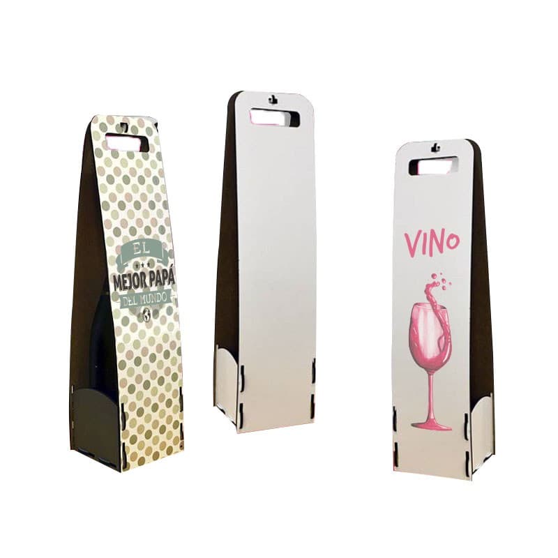 Caja para vino madera cristal 40x9,5 en bolsa por unidad
