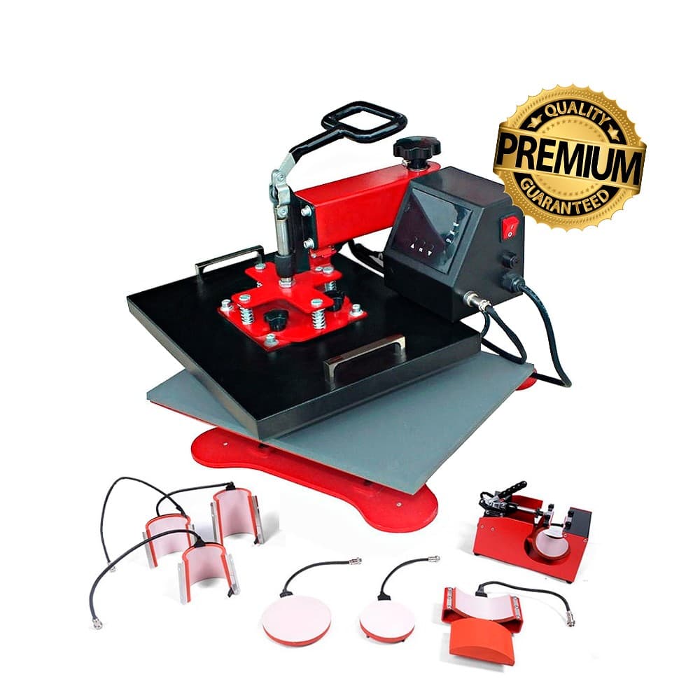 Estampadora 8 en 1 Plana 38x38 + 2 Platos + Gorro + 4 Tazas