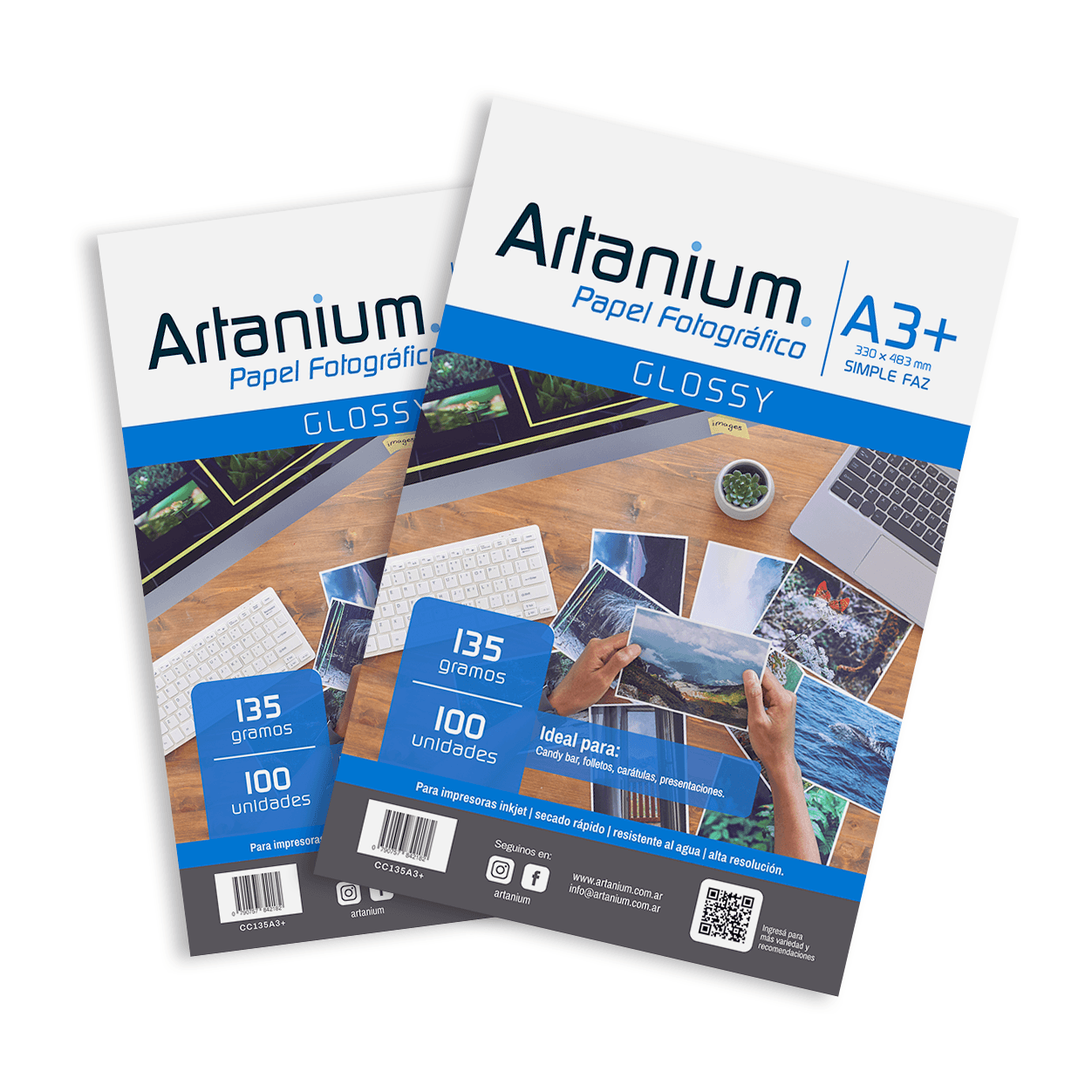 Papel Glossy Fotografico CC A3+ 135gr x 100 Hojas