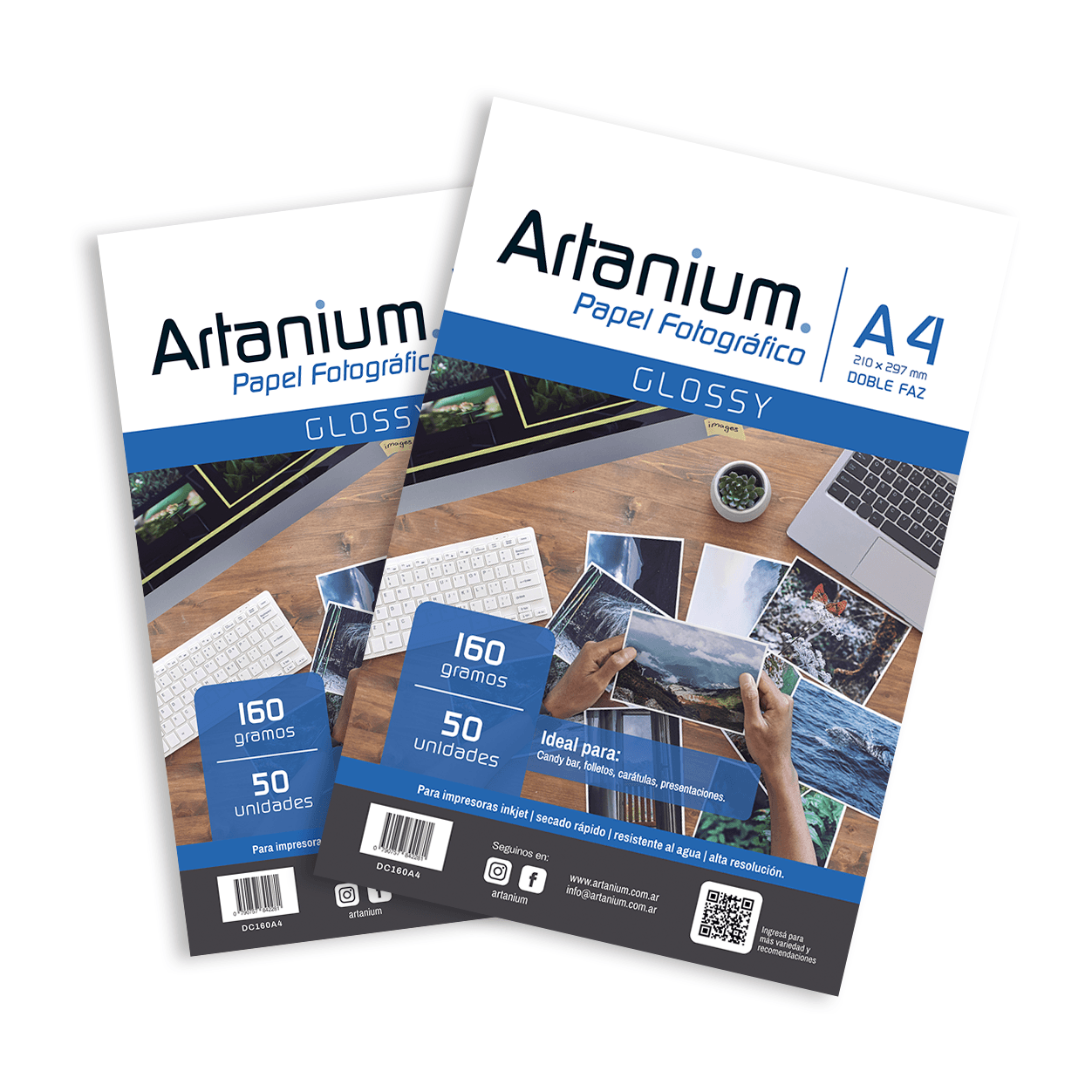 Papel Doble Faz Glossy Fotografico CC A4 160gr x50 Hojas