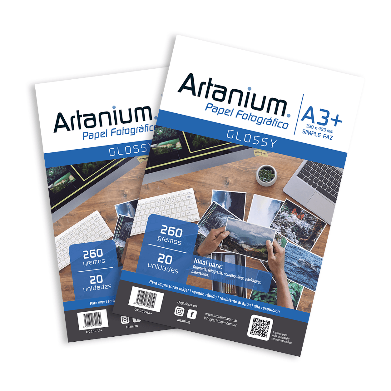 Papel Glossy Fotografico CC A3+ 260gr x20 Hojas