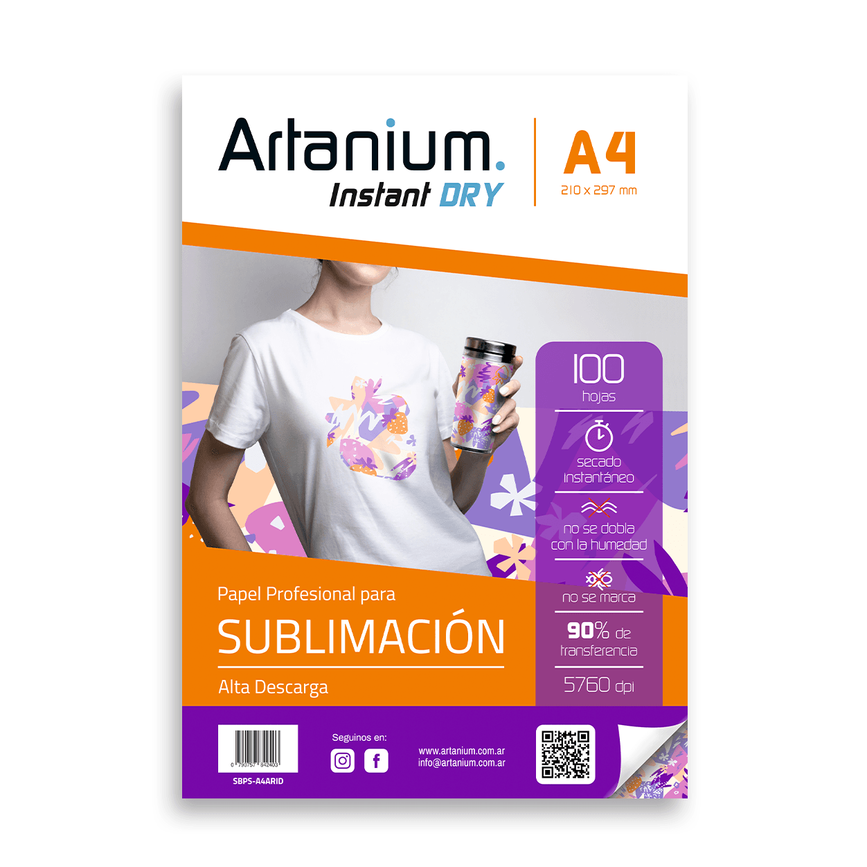 Papel para Sublimar Artanium INSTANT DRY - A4 - Paquete x 100 hojas