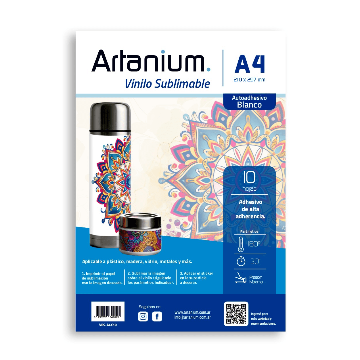 Vinilo Blanco Sublimable A4 x 10 Hojas